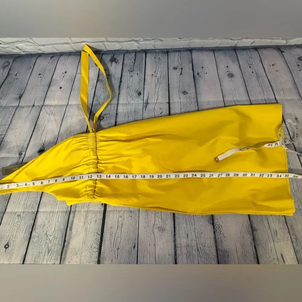 J Crew Collection Yellow Bowfront Sweet Formal Deep V-neck Taffeta Mini Dress 12